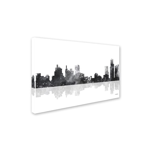 Marlene Watson 'Detroit Michigan Skyline BG-1' Canvas Art,12x19